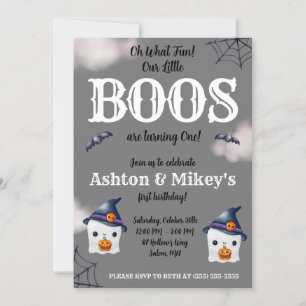 Twee kleine boos draaien 1! Ghost 1st Birthday Kaart