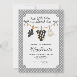 Twee kleine Boos Grey Gingham Halloween Baby showe Kaart