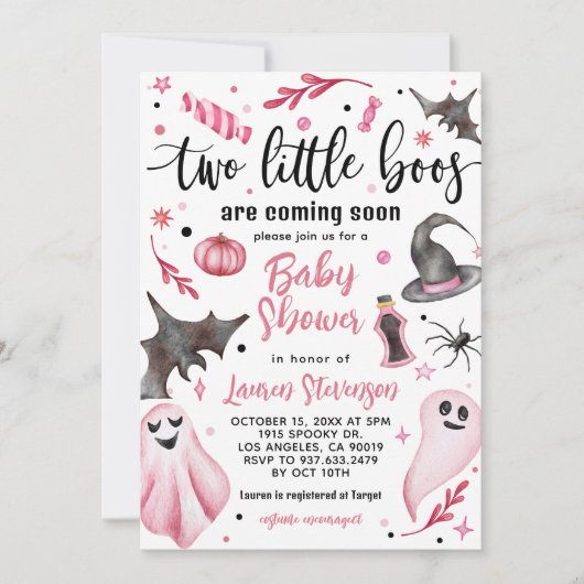 Twee kleine Boos Halloween Baby shower Kaart (Voorkant)
