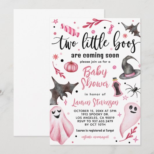 Twee kleine Boos Halloween Baby shower Kaart (Voorkant / Achterkant)
