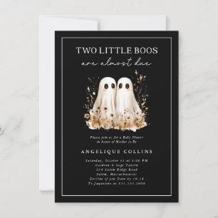 Twee kleine Boos Schattige Ghosts Wildflower Baby Kaart