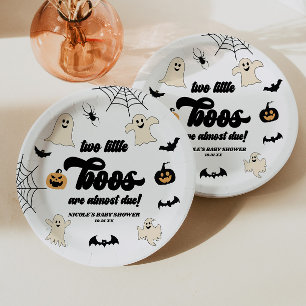 Twee Kleine Boos Tweeling Halloween Baby Shower Papieren Bordje