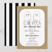 Twee kleine BOOS Twin Ghosts Halloween Baby shower Kaart (Voorkant / Achterkant)