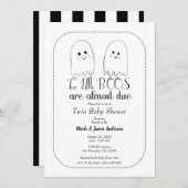 Twee kleine BOOS Twin Ghosts Halloween Baby shower Kaart (Voorkant / Achterkant)