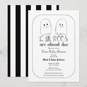 Twee kleine BOOS Twin Ghosts Halloween Baby shower Kaart