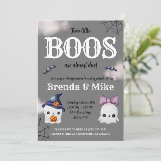 Twee kleine BOOS zijn bijna klaar! Ghost-Baby show Kaart (Staand voorkant)