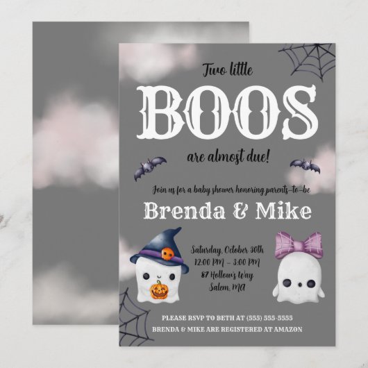 Twee kleine BOOS zijn bijna klaar! Ghost-Baby show Kaart (Voorkant / Achterkant)