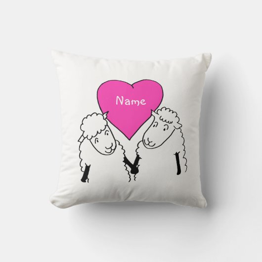 Twee kleine Cartoon schapen Kussen (Voorkant)