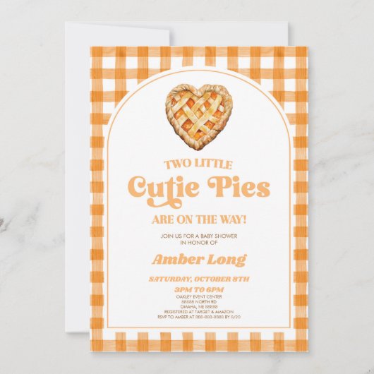 Twee kleine Cutie Pies Retro Twins Baby shower Kaart (Voorkant)