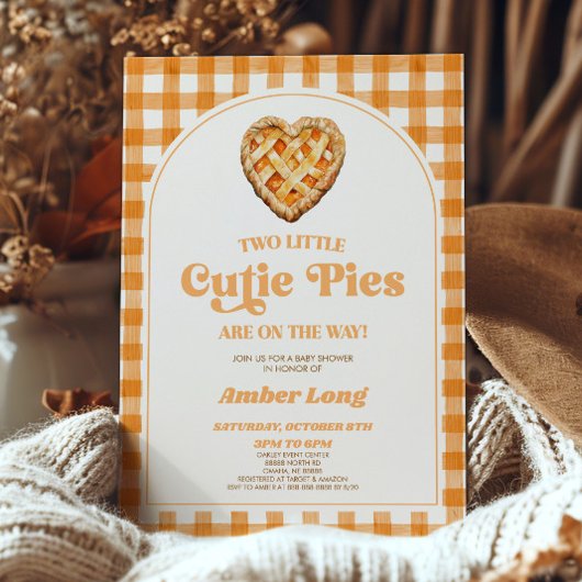 Twee kleine Cutie Pies Retro Twins Baby shower Kaart