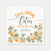 Twee kleine cutie tweeling baby shower sinaasappel servet (Voorkant)