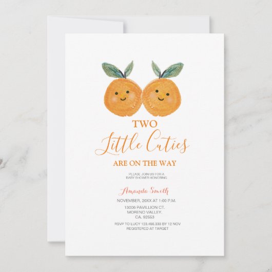 Twee kleine cutie zijn op de weg Citrus Sinaasappe Kaart (Voorkant)