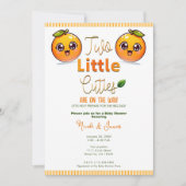 Twee kleine cuties Oranje tweeling Baby shower Kaart (Voorkant)