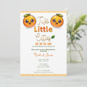 Twee kleine cuties Oranje tweeling Baby shower Kaart (Staand voorkant)