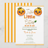 Twee kleine cuties Oranje tweeling Baby shower Kaart (Voorkant / Achterkant)