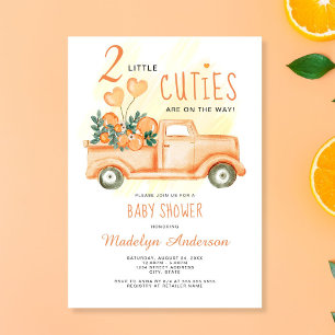 Twee kleine cuties Oranje tweeling Baby shower Kaart
