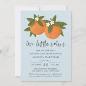 Twee kleine cuties Sinaasappel Twin Baby shower bl Kaart (Voorkant)