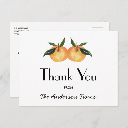 Twee kleine cuties tweeling Baby shower dank u Briefkaart (Voorkant / Achterkant)