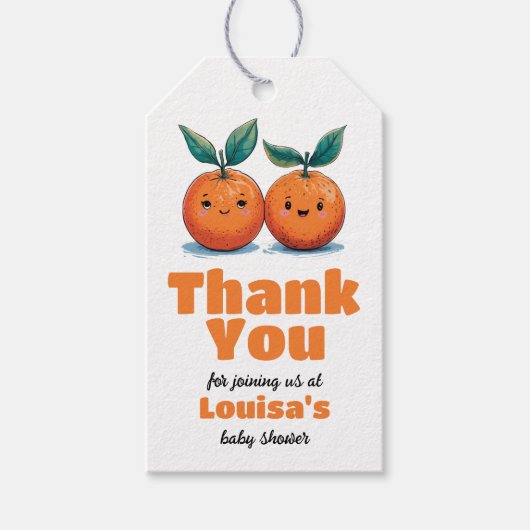 Twee kleine cuties tweeling Baby shower dank u Cadeaulabel (Voorkant)