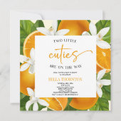 Twee kleine cuties tweeling Sinaasappel Baby showe Kaart (Voorkant)