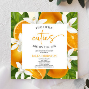 Twee kleine cuties tweeling Sinaasappel Baby showe Kaart