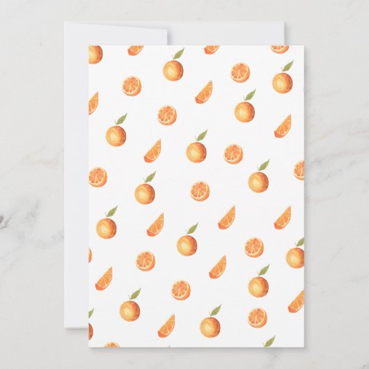 Twee kleine Cuties Twins Baby shower Sinaasappels Kaart (Achterkant)