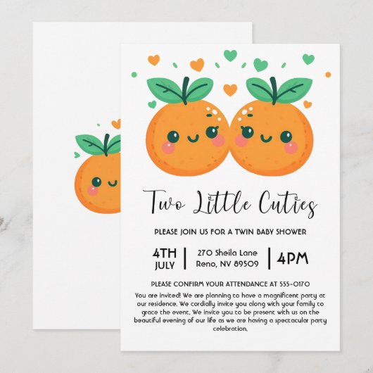 Twee kleine cuties zijn op het Way Twins Baby show Kaart (Voorkant / Achterkant)