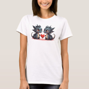 Twee kleine draken verliefd t-shirt