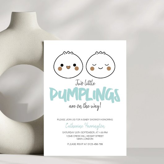 Twee kleine Dumplings Schattige Twin Baby shower Kaart