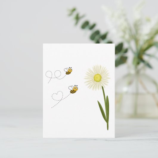 Twee kleine en schattige bijen briefkaart (Staand voorkant)