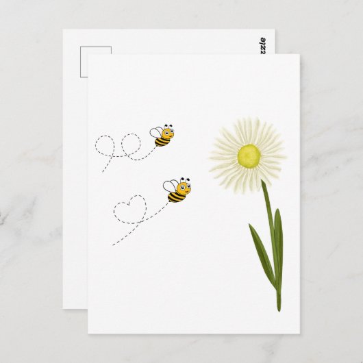 Twee kleine en schattige bijen briefkaart (Voorkant / Achterkant)