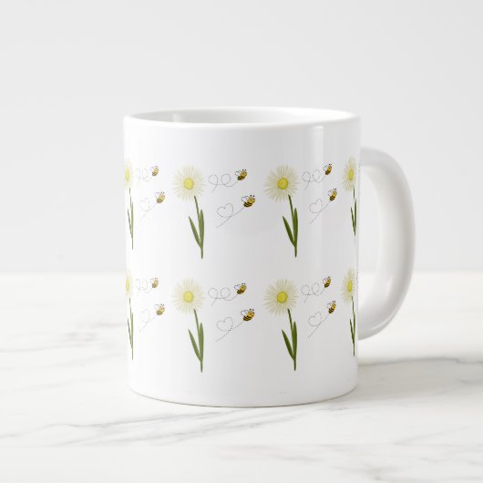 Twee kleine en schattige bijen grote koffiekop (Voorkant rechts)