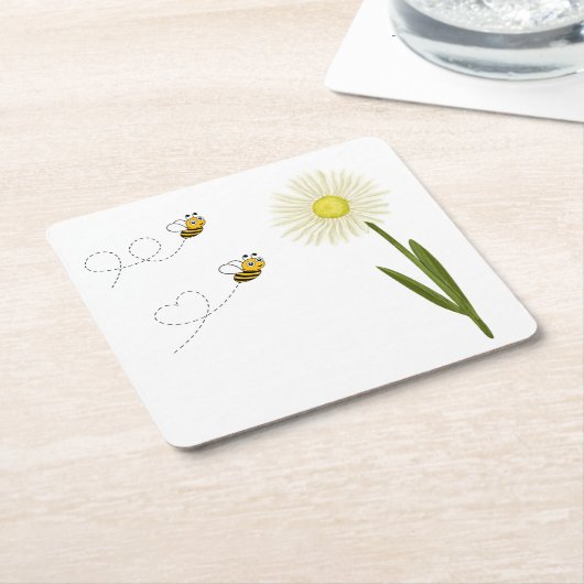 Twee kleine en schattige bijen kartonnen onderzetters (Schuin)