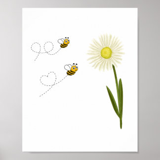 Twee kleine en schattige bijen poster