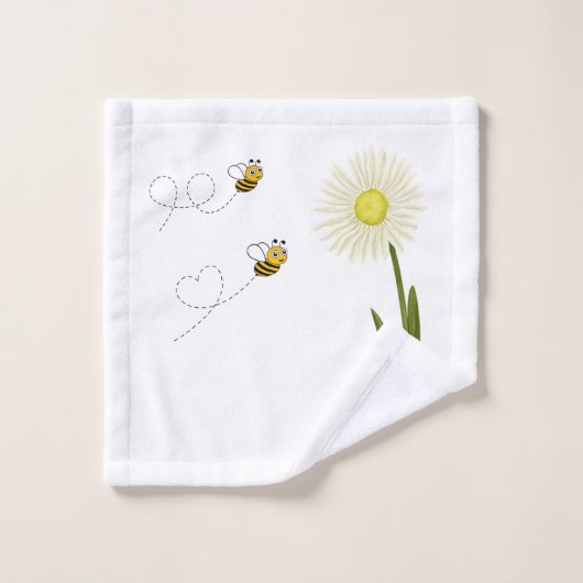 Twee kleine en schattige bijen washandje (Wasdoekje)