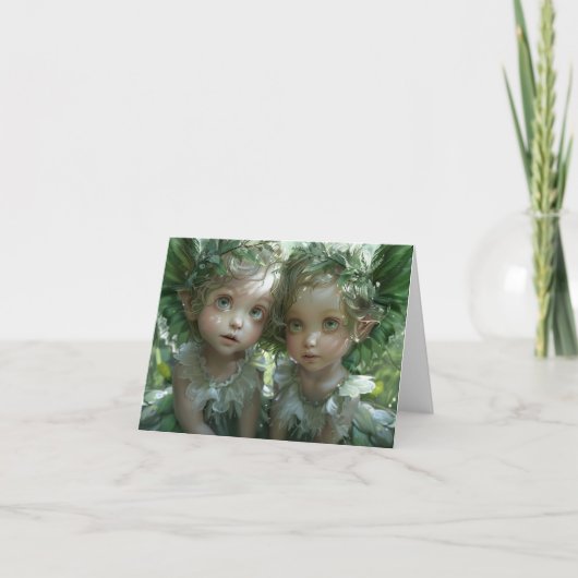 Twee kleine engelen digitale kunst kaart (Voorkant)