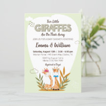 twee kleine giraffes Waterverf giraffe baby shower