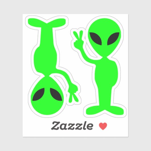 Twee kleine groene vrede aliens sticker (Vel)