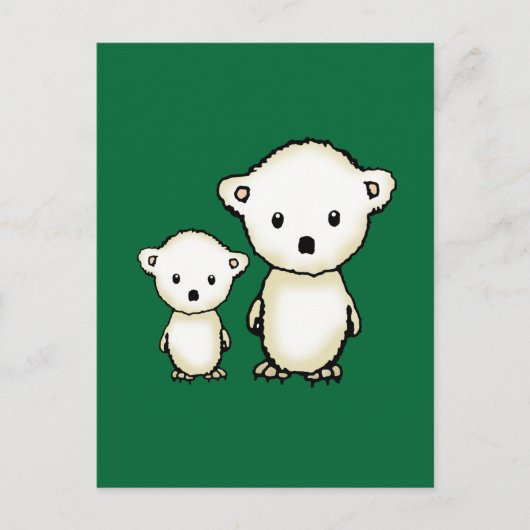 Twee Kleine Ijsberen Briefkaart (Voorkant)
