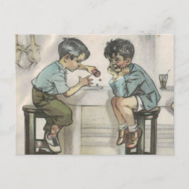 Twee kleine jongens die met Dice spelen Briefkaart