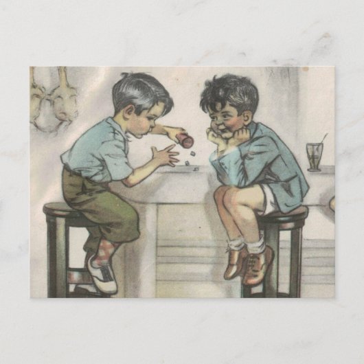 Twee kleine jongens die met Dice spelen Briefkaart (Voorkant)