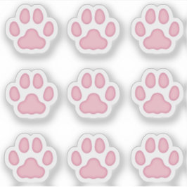 Twee kleine kattenpootafdrukken roze dierensporen sticker