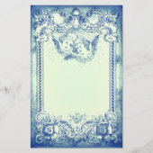 Twee kleine kerstangels met blauwe grens briefpapier (Voorkant)