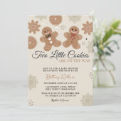 Twee kleine koekjes kerst tweeling Baby shower Kaart (Staand voorkant)