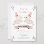 Twee kleine konijntjes konijntje tweeling meisjes  kaart (Voorkant)