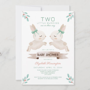 Twee kleine konijntjes konijntje twin Baby shower Kaart