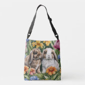 Twee kleine Lop konijntjes Crossbody Tas (Achterkant)