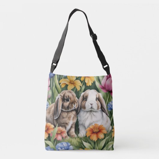 Twee kleine Lop konijntjes Crossbody Tas (Achterkant)