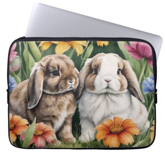 Twee kleine Lop konijntjes Laptop Sleeve (Voorkant)