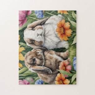 Twee kleine Lop konijntjes Legpuzzel